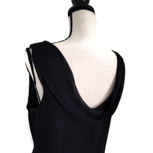 Little Black Dress Quiet Luxury Sleeveless Lined Cocktail Evening Beaded Necklin - Picture 3 of 5